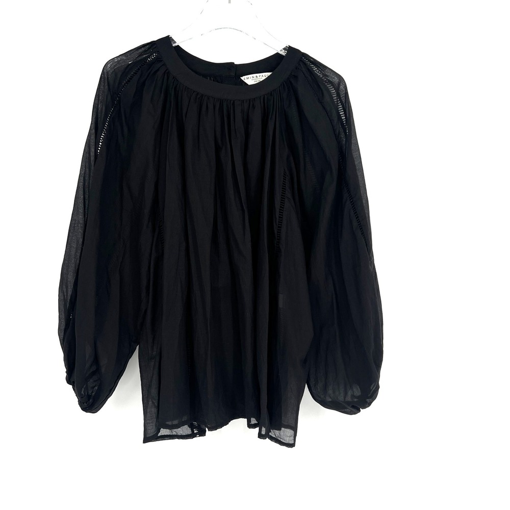Emin & Paul Top Womens One Size Black Cotton Lightweight‎ Vacation Classic